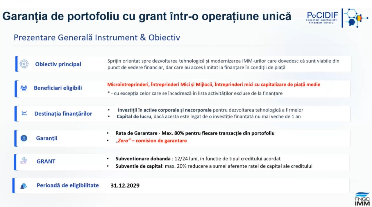 Slide FNGCIMM portofoliu cu grant